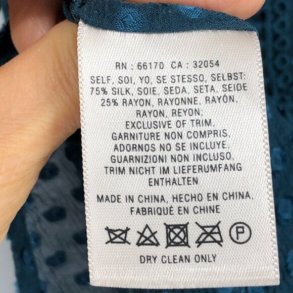 Anthropologie teal Grassland short sleeve sheer  blouse Silk blend size XS - Picture 11 of 16